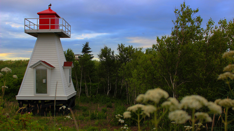 small lightouse in woods near Parlee Beach New Brunswick