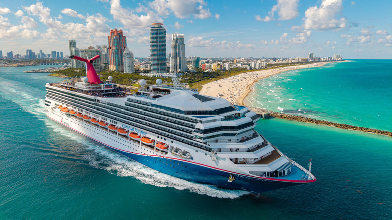 A Carnival Cruise leaving Miami, Florida.