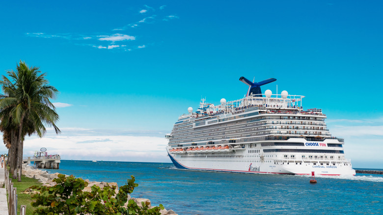 A Carnival Horizon cruise ship on the water