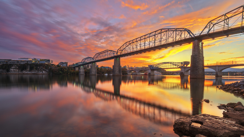 Tennessee River Walnut Street Bridge sunset