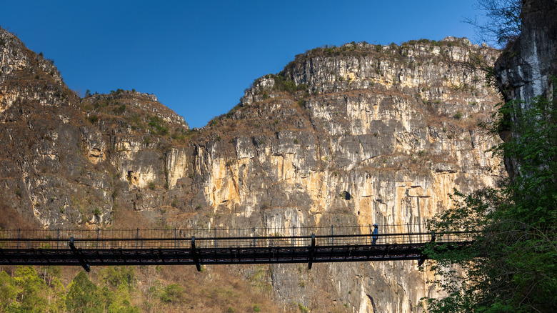 A walking bridge at Huajiang Grand Canyon