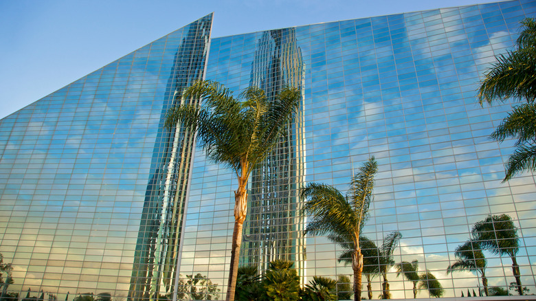 Crystal Cathedral in Garden Grove close up and a low angle view