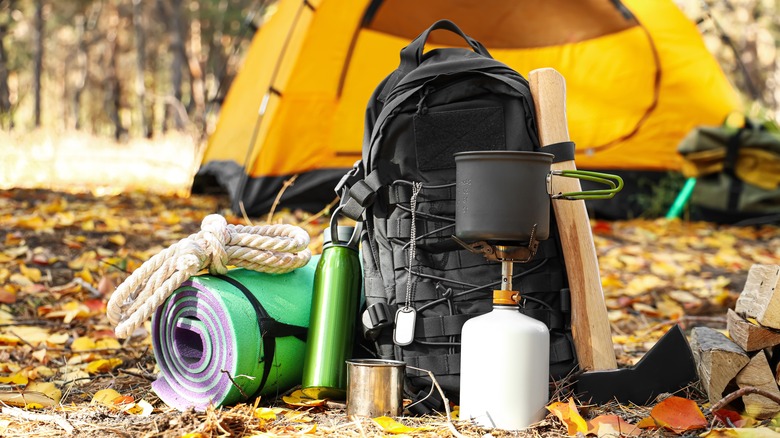 Dry camping gear and tent