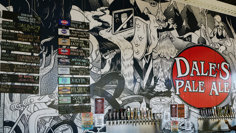 Beer signs at the Oskar Blues Brewery taproom