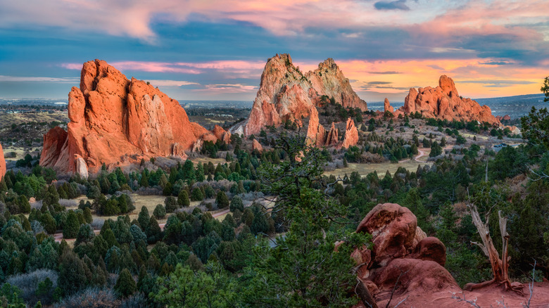 Sunset Over Garden of the Gods Park in Colorado Springs
