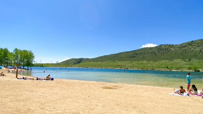 Big Soda Lake, Colorado, from the sandy swimming beach