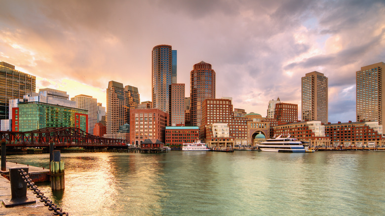 View of Boston with harbor