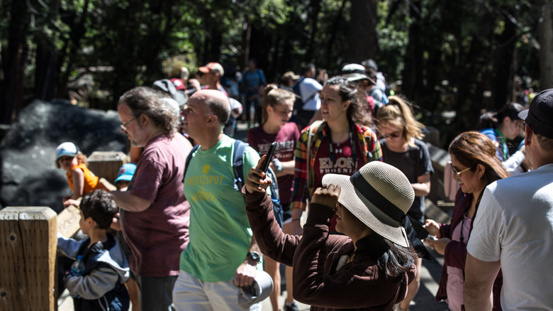 crowds at Yosemite Falls