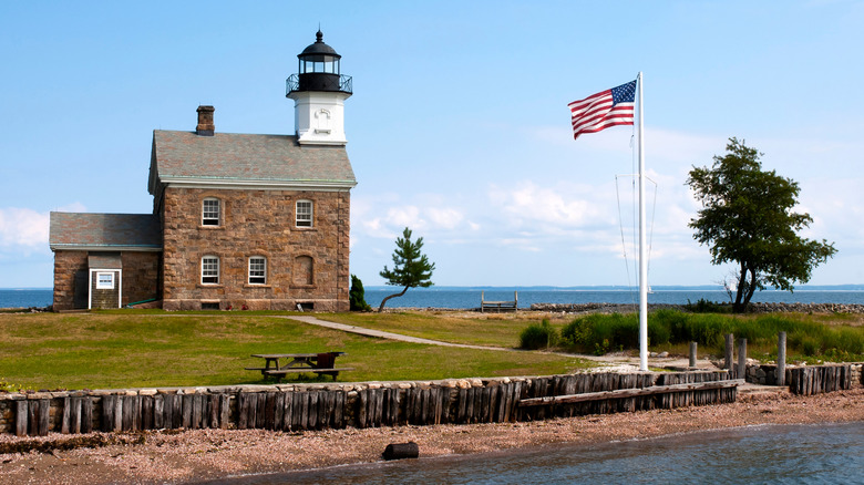 Sheffield Lighthouse on Sheffield Island in Connecticut