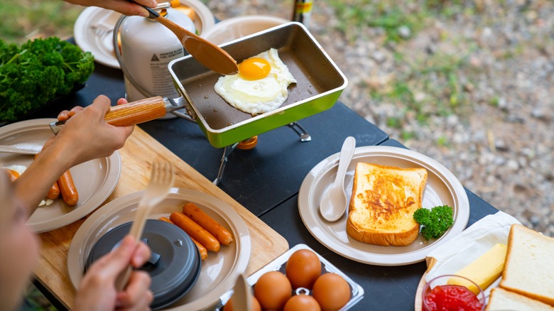cooking at camp