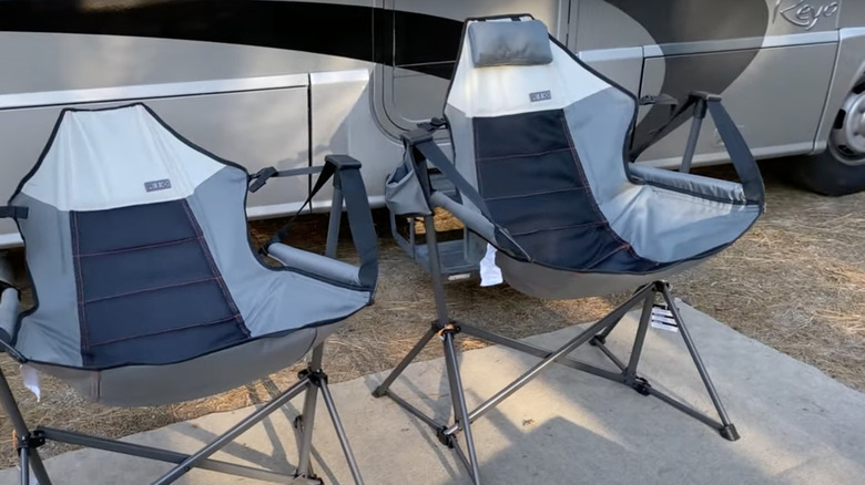 Two Rio Swinging Hammock Chairs at a campground