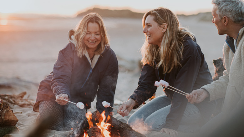 people camping on beach
