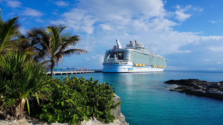 A cruise ship at port in the Caribbean.