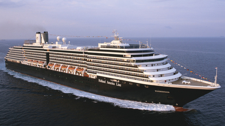 large cruise ship at sunset