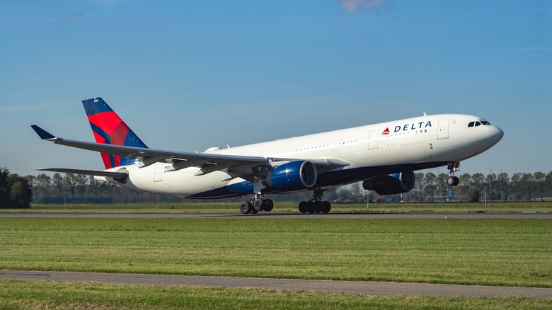 Delta plane taking off from runway