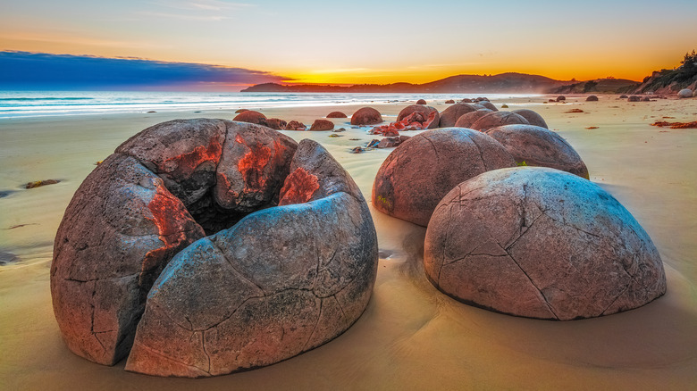 Moeraki boulders in New Zealand
