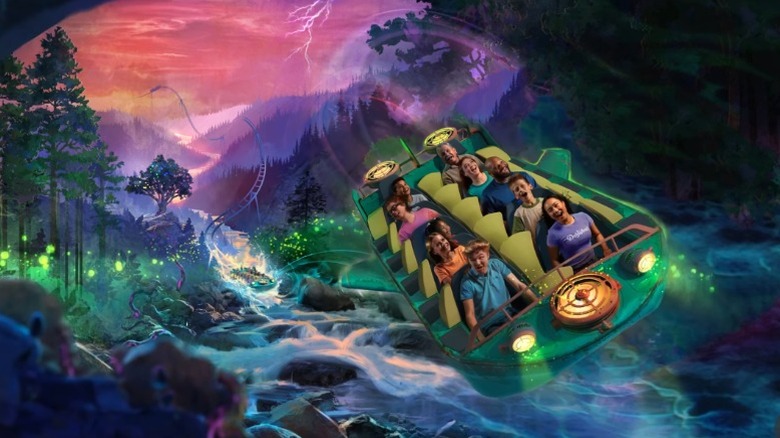 Promo shot for Dollywood's NightFlight Expedition hybrid coaster