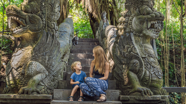 Woman and child in Ubud Monkey Forest