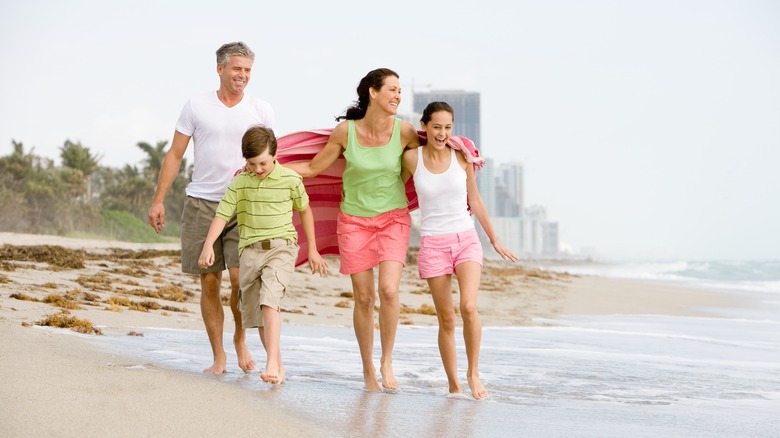 family on beach