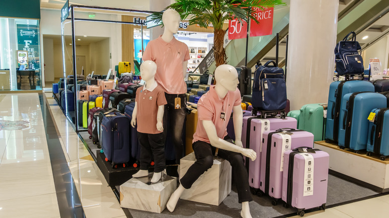 luggage lined up at Marshalls store