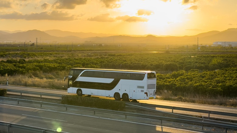 Bus driving in the countryside 