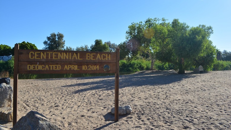 Centennial Beach sign 