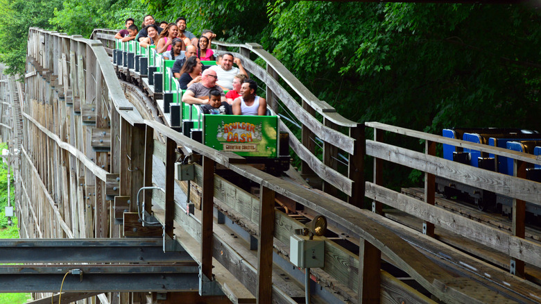 A wooden roller coaster at Lake Compounce