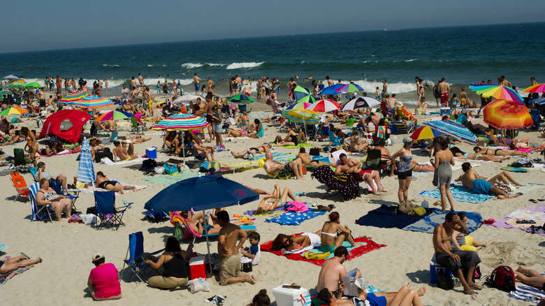 Crowds at Rockaway Beach in New York City