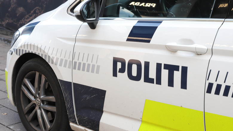Close up of a Danish VW police car