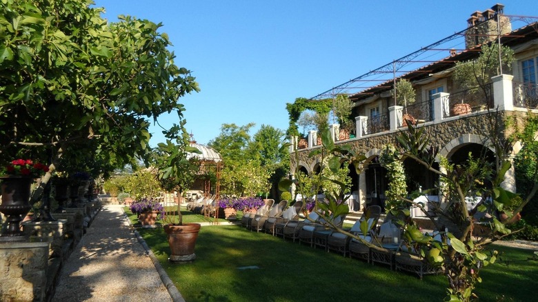 Borgo Santo Pietro hotel and gardens.