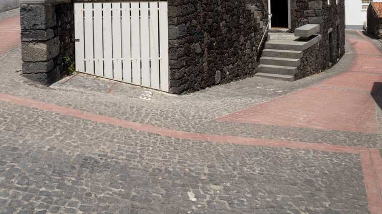 The facade of Casa do Tempo Ecomuseum on Corvo Island, Portugal