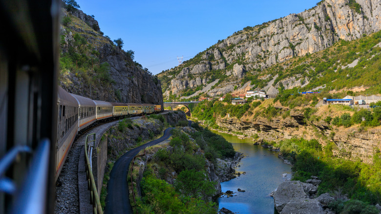 A view of the mountains from the train in Montenegro.