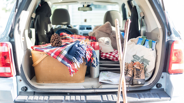 car packed for camping trip