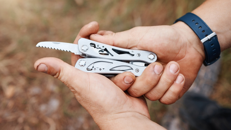 Close-up of multi-tool with knife