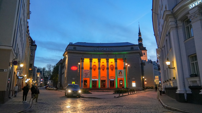 Evening shot of Tallinn's Soprus Cinema