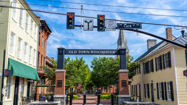 Historic colonial buildings make up much of Winchester, VA