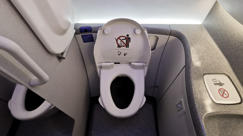 bathroom in airplane
