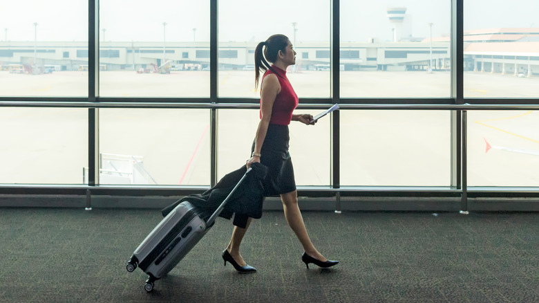 woman walking in airport