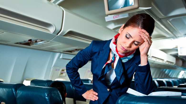 upset flight attendant
