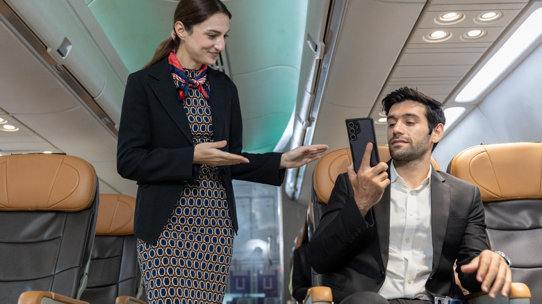 flight attendant during boarding