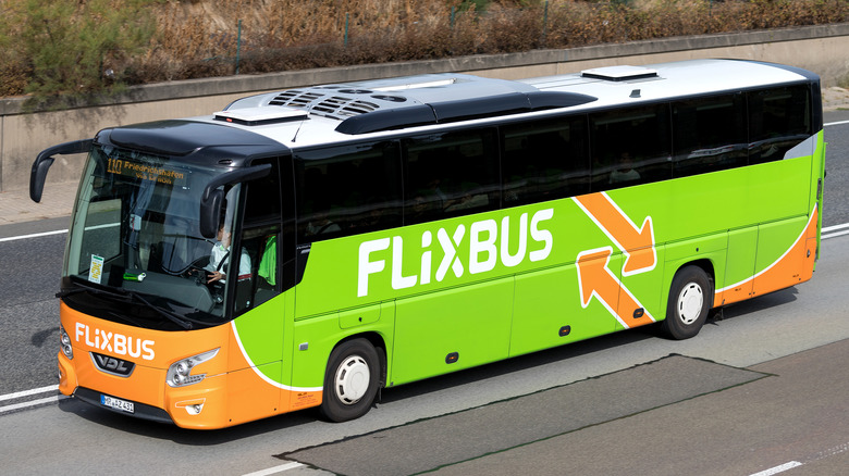 Bus with FlixBus logo on highway