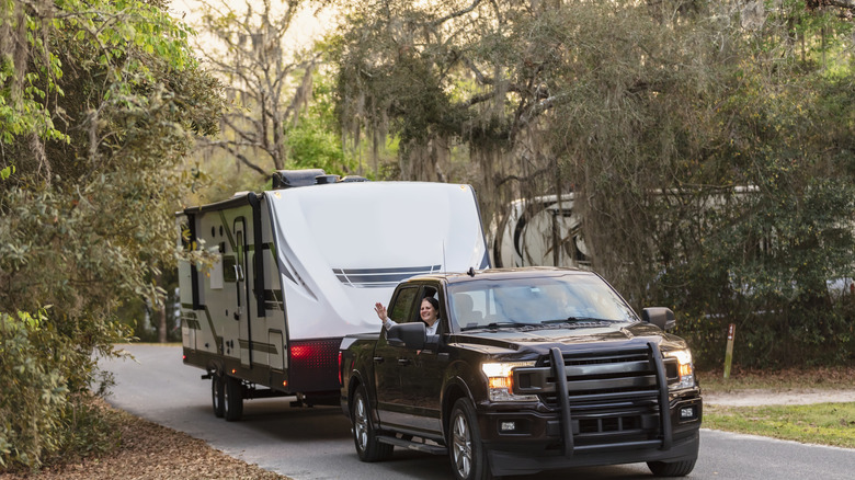 An RV camper heads to a Florida campground