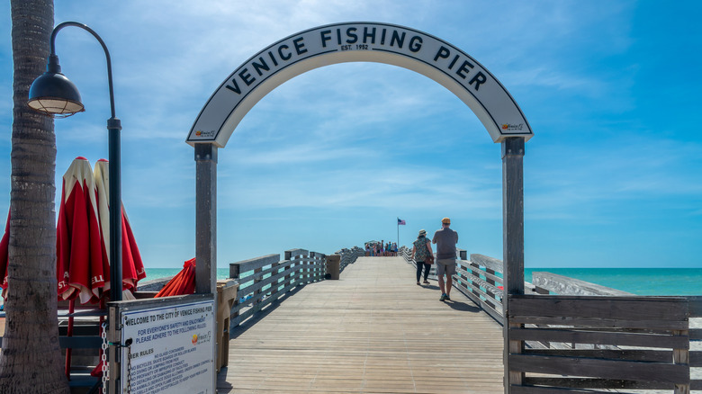 Venice fishing pier sign in Venice Beach.
