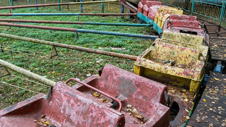 old, rusted amusement park ride