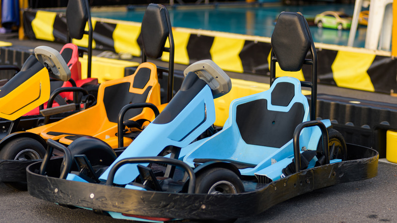 Line of empty go karts