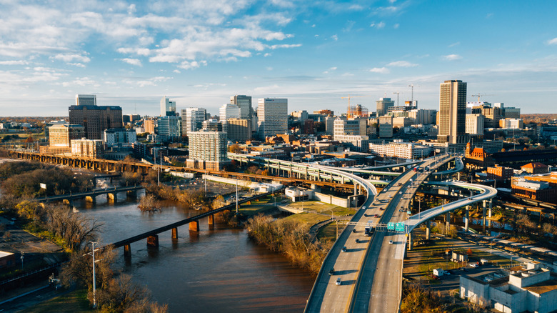Aerial view of Richmond Skyline. Virginia.