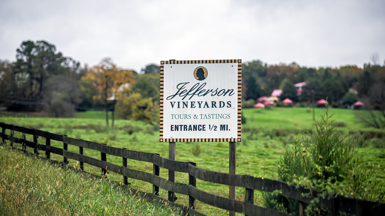 Sign at Jefferson Vineyards