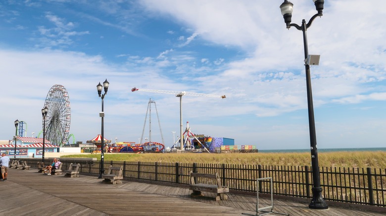 Boardwalk with rides at Seaside Heights