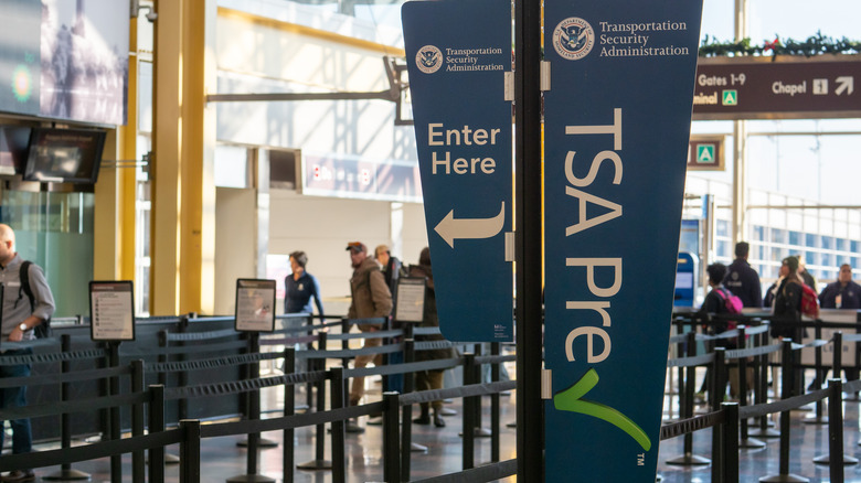 TSA PreCheck banner at the airport