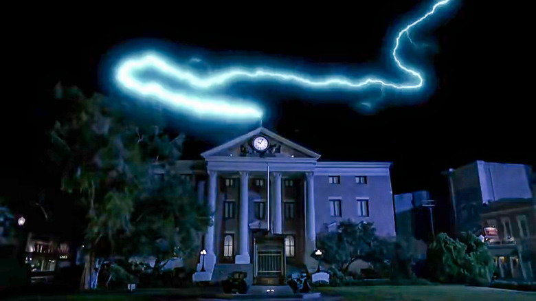 Lightning striking the Hill Valley Clock Tower